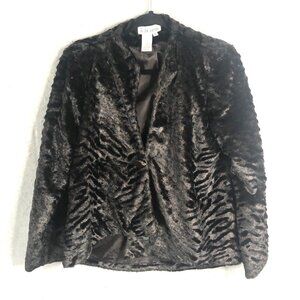 A La Carte Jacket Womens Medium Black Faux Fur Vegan Fuzzy Artsy MobWife Event